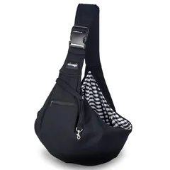 NATUYA ペットスリング ペット バッグ 小型犬 猫用 キャリーバッグ バックル ペット スリング 抱っこ紐 ペットバッグ ショルダーバッグ 通気性 安全ロープ付き ギフト ソフトキャリーバッグ (ブラック, 調節可能) 1