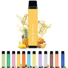 電子タバコ 使い捨て VAPE 2500回吸引可能 パイナップル プレミアムフレーバー 大容量 爆煙 水蒸気タバコ メンテナンス不要 ビタミン入り ニコチンなし タールなし 禁煙 ベイプ オートスイッチ O2Plus型 TORIDO