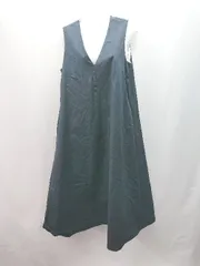 ◇ ships any ジャンパースカート Vネック ポケット カジュアル ロング丈 ワンピース サイズFREE ネイビー レディース E  【1309040083189】