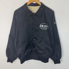 90s デザインコーチジャケット バックプリント 裏ボア ブラック メンズ 古着 アメカジ ブルゾン　ストリート