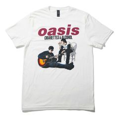OASIS 新品 正規品 Tシャツ Cigarettes & Alcohol Illustration ホワイト