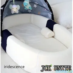 出産祝い ベビーベッド 蚊帳付き 夏用 折り畳み ベビークッション ベビー 新生児 赤ちゃん 転落防止 ベビー用寝具 ベッド 安心快適 インベッド673のサムネイル