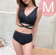 レディース水着 セクシー クロスデザイン 黒 セパレート 人気 Mサイズ カシュクールデザイン ブラック