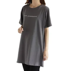 【人気商品】ゆったりトップス 夏 無地 大きいサイズ カットソー ロゴTシャツ ロング丈 サイドスリット 半袖 通気性がいい ラウンドネック レディース プリント 可愛い tシャツ きれいめ 通勤 [7-livehouse] オフィス