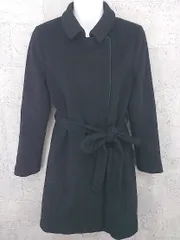 ■ JILLSTUART ジルスチュアート アンゴラ混 ベルト付き 長袖 ステンカラー コート S ブラック *  【1002800385331】