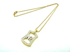 ■美品■ NINA RICCI ニナリッチ ラインストーン ネックレス ペンダント アクセサリー レディース ゴールド系×クリア DF0098