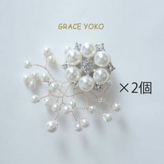 No.106【親子・お友達セット】2個セット ブローチコサージュ パール