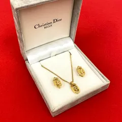 極 美品 ケース付き Christian Dior クリスチャンディオール CD ロゴ ネックレス イヤリング セット アクセサリー ゴールド 55862