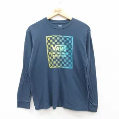 L/古着 バンズ VANS 長袖 Tシャツ メンズ ビッグロゴ コットン クルーネック 紺 ネイビー 25jul29 中古