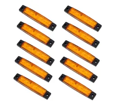 12V車用 黄色 LED サイドマーカー ランプ 6連 汎用 10個セット トレーラー 軽トラ イルミネーション デイライト カスタム 小型 角マーカー (イエロー発光) [イエロー発光]