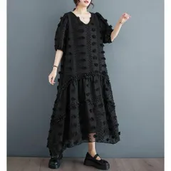 新品 2026新作 モード系　花柄　個性的なデザイン　ファッションワンピース　大きいサイズ レディース ロング　ワンピース　春夏 秋 新品 半袖