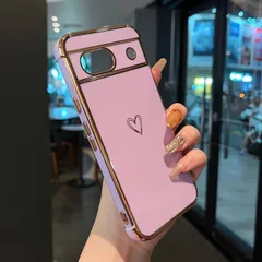 新品 ZTOFERA Google Pixel 8a 用 ハートケース 柔軟な TPU シリコン メッキ加工 ソフト 軽量 耐衝撃 おしゃれ 韓国 可愛い グーグル ピクセル 8A ケース 携帯カバー 女性 心パターン スマホケース ワイヤレス充電対応 (パー