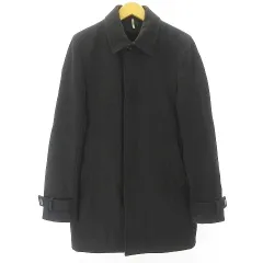 ディオールオム Dior HOMME 希少 ステンカラーコート ラムレザー 羊革 ボアライナー付 クリスヴァンアッシュ期 比翼 ウール 黒 ブラック 44 約S STKのサムネイル