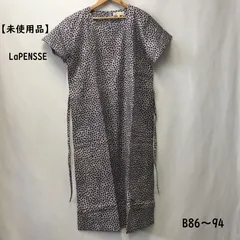 LaPENSSE ラパンセ  ロング 半袖ワンピース  ブルー×レッド×ブラック アニマル柄 サイズL（B86～94）