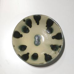 横田屋窯　知花實　点打7寸皿 古作