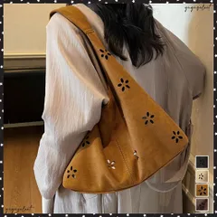 花柄カットスエード調トートバッグポーチ付 レディース フラワーカット手提げかばん おしゃれ肩掛けカバン レトロ スエードライクハンドバッグ 大人可愛い秋冬バッグ黒 大人きれいめ鞄軽量 お出かけ鞄柔らかい 手提げbag韓国風