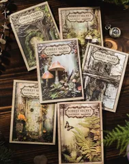 【海外輸入】ファンタジー素材紙／メモ帳風デザインペーパー 30枚入（10柄）100×140mm(no.12-77)