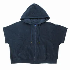 ブルーレーベル クレストブリッジ BLUE LABEL CRESTBRIDGE パイル地 半袖 パーカー ショート丈 38 M 紺 ネイビー ur46 【中古】