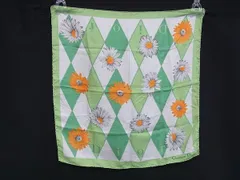 ChristianDior ディオール フラワー 花柄 スカーフ ハンカチーフ ポケットチーフ グリーン系×マルチカラー DJ5769