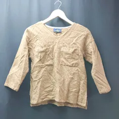 ◇ Le Minor ルミノア Vネック 起毛 胸ポケット 薄手 シンプル オシャレ 長袖 カットソー サイズ38 ブラウン レディース E  【1307210019792】