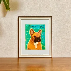 新品☆額縁付アートポスター☆犬の絵☆French Bulldog (Fawn & White)フレンチブルドッグ☆インテリア☆動物病院／店舗様必見◆壁掛け☆72