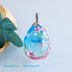 たまご空ネックレス(青空＊桜)