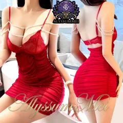 Tバック&パール付きセクシーオフショルダーOL秘書制服サンタコスプレ衣装　キャバドレスランジェリー　クリスマス会聖夜サンタドレス　ハロウインコスプレ大人レディース　ベビードール　キャミワンピース　クリスマス会パーティーサンタコスチューム　クリスマスプレゼント