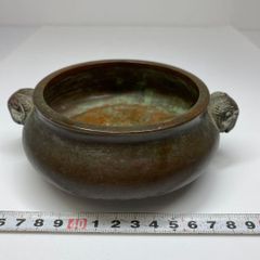 中国南宋時代 緑釉陶器 澱青釉紫紅斑 双耳香炉 - メルカリ