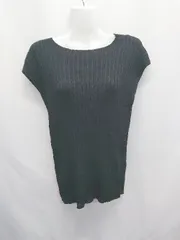 ◇ ⊂ SHIPS any シップス エニィ リブニット ノースリーブ カットソー サイズF ブラック レディース メンズ E  【1505290030618】