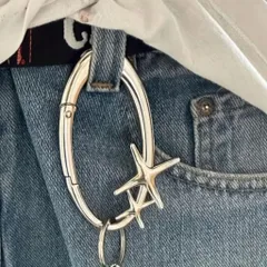 カラビナ キーホルダー 星 バッグチャーム キーチェーン シルバー