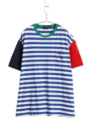 【お得なクーポン配布中!】 ポロ ラルフローレン ボーダー ポケット付き Tシャツ メンズ L / クレイジー パターン ポケT ワンポイント ポニー刺繍 マリン マルチカラー