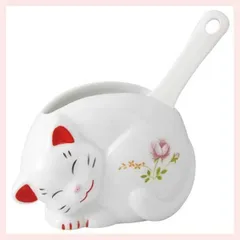 福猫　しゃもじ立　S12-235　◎2個目～大幅値引き対象商品　※陶器,民芸品,工芸品,シリーズ,レトロモダン,かわいい,可愛い,雑貨,ユニーク,スタンド,杓文字立て,入れ,キッチンツール,炊飯器横,ねこ,キャット