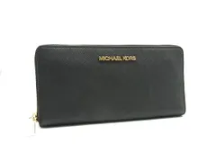 ■美品■ MICHAEL KORS マイケルコース レザー ラウンドファスナー 長財布 ウォレット レディース ブラック系 DJ5132