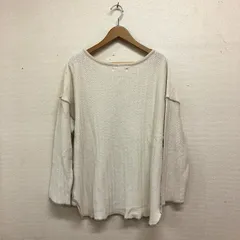 アンティカ 変形裏毛キーネックトップス ボートネック オーバーサイズ 配色ステッチ 綿100％ ニットカットソー ニットソー ナチュラル FREE