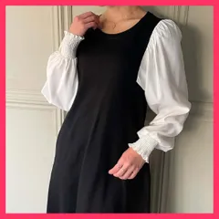 ★スタッフおすすめ★ドッキング袖マキシワンピース  ボリューム袖トップスとレイヤ