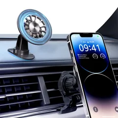 【人気商品】マグネット 車載ホルダー 片手操作 0.1秒吸着 2in1 粘着ゲル吸盤＆送風口兼用 全車種対応 車 車 スマホスタンド 携帯ホルダー 360度回転 N52磁石超強磁力 車載スマホホルダー カー用品 iPhone 15 Landgoo「2024年新