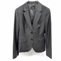 古着 23区 ニジュウサンク テーラードジャケット 総裏地 ピンストライプ 毛など 38(B81-85/H89-93/T158-164) 杢チャコールグレー 杢グレー×紫 レディース