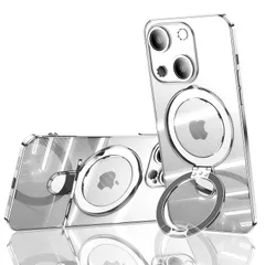 【特価セール】レンズカバー付き ソフトTPU メッキ仕上げ 耐衝撃 リング付き 傷に強い背面 クリア ワイヤレス充電 MagSafe対応 ストラップホール付き アイフォン15 ケース プラス 用 磁気カバー Plus (iPhone15 15 Plus iPh