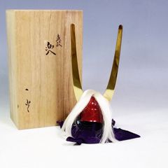 加藤一冑作 ミニチュア 兜 井伊直政 総朱天突脇立兜