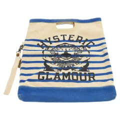 HYSTERIC GLAMOUR (ヒステリックグラマー) ボーダー キャンバス ハンドバッグ ホワイト/ブルーのサムネイル