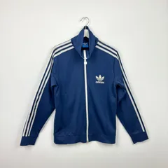 美品✨adidas トラックジャケット ネイビー ヨーロッパTT 刺繍ロゴ 希少サイズ☆アディダス 刺繍ロゴ トラックジャケット ネイビー