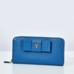 中古USED PRADA 財布 長財布 リボン 1M0506 サフィアーノ 74993