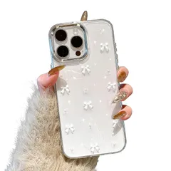 QLTYPRI iPhone16 Pro Max ケース クリア ホワイト ミニリボン おしゃれ 韓国 iPhone16 Pro Maxケース 透明 可愛い 耐衝撃 スマホケース 立体 りぼん装飾 きらきら アイフォン16 Pro Max ケース、ホワイト 0