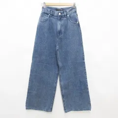 ヘザー Heather デニム ジーンズ パンツ ロング ワイド 綿 インディゴ ブルー S