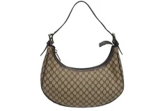 CELINE セリーヌ マカダム柄 ワンショルダーバッグ ベージュ ハンドバッグ  キャンバス レザー ロゴ ゴールド金具 美品 中古 4b005307