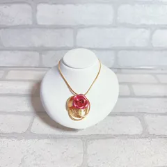ネックレス　gold　ゴールド　薔薇　ローズ　フラワー　ピンク　花　アンティーク　ヴィンテージ　EL-0432