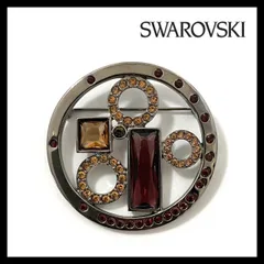 【SWAROVSKI】ブローチ クリスタル サークル ラウンド カラーストーン コサージュ スワロフスキー (MM-515)