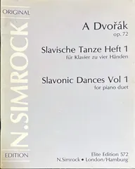 ドヴォルザーク スラブ舞曲 Vol.1 Op.72 (ピアノ連弾)輸入楽譜 Dvorak Slavonic Dances Vol.1 Op.72 洋書