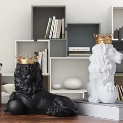 ロイヤルクラウンライオン 王冠 オブジェ 彫刻 動物 置物  サングラス  防犯  かわいい 北欧 大きい彫刻 おもしろ 雑貨 玄関 リビング ヨーロッパ 獅子 引越し祝い プレゼント 風水 縁起物 4-7