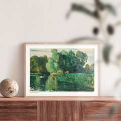 【A3】チャイルド・ハッサム Trees by a Lake アートポスター 名画 絵画 特大 アートパネル AP286